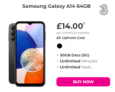 Samsung Galaxy A14 – £14 Per Month with No Up-Front Costs