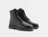 River Island Mens Ankle Boots Black Leather Lace Up