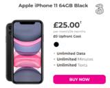 Apple iPhone 11 – £25 Per Month with No Up-Front Costs