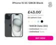 iPhone 15 5G – £43 Per Month with No Up-Front Costs